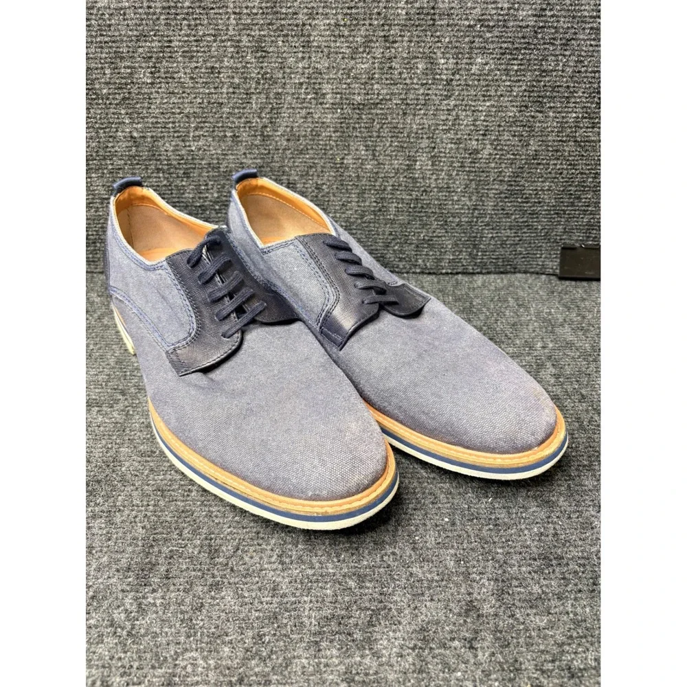 Steve Madden Carlyn Mens 10.5 Blue Fabric Leather Derby Oxford Shoes CARL05M1